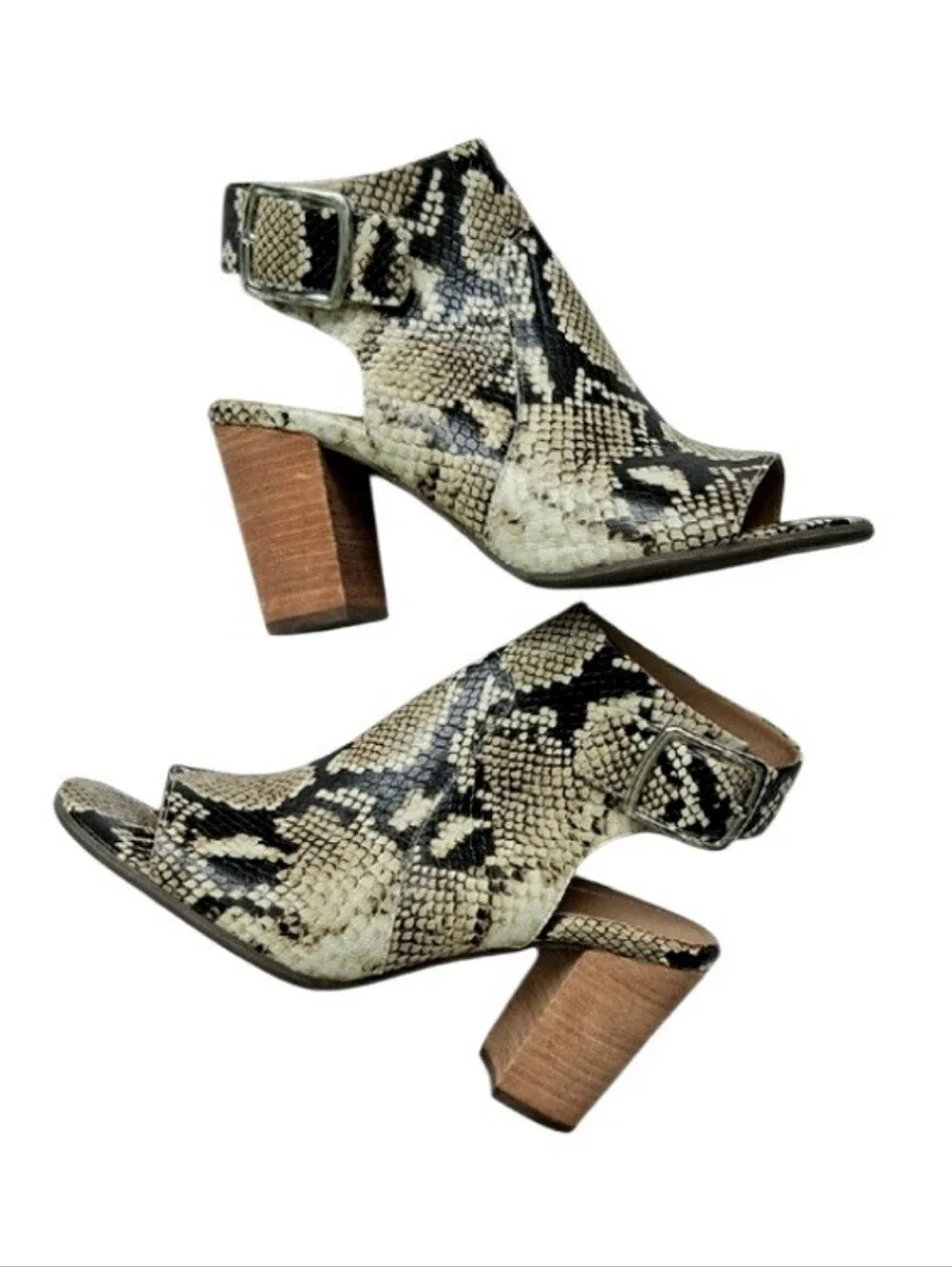 Vionic Blakely Snakeskin Print Peep Toe Block Heel Booties Size 8.5 NWOT